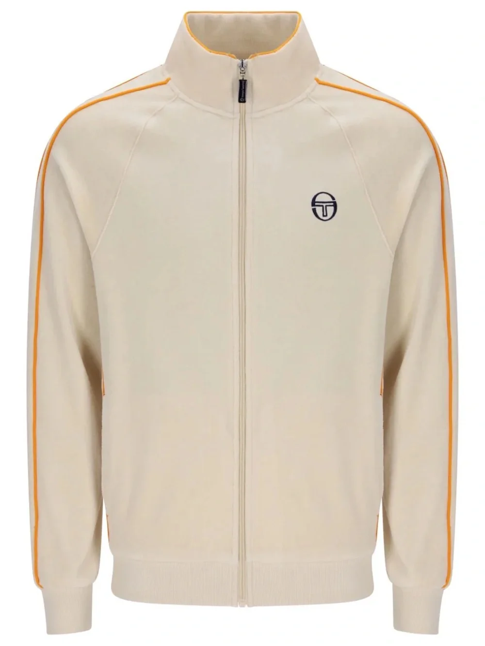 🛑 Sergio Tacchini Tasso Velour Track Top in Sandshell Beige/Orange Pepper - NWT